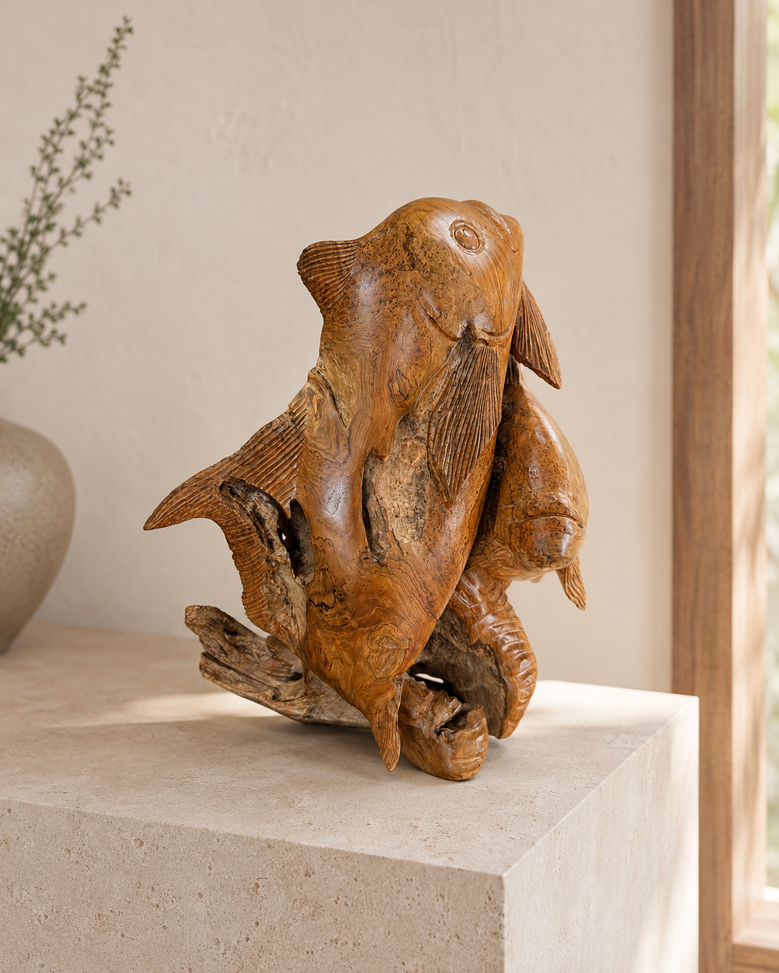 Broward Design Rising Current Teak Permit Sculpture