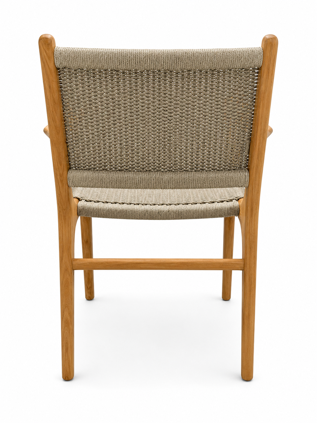 Broward Design Bali Off-White Teak & Synthetic Rope Dining Chair With Arms