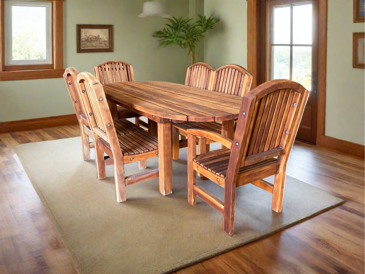Best Redwood Farmhouse Oval Redwood Dining Table