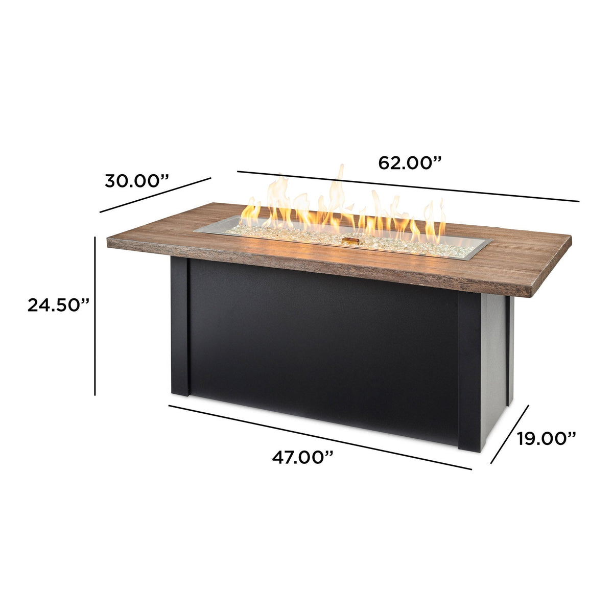 The Outdoor GreatRoom Company Havenwood 62-Inch Linear Gas Fire Pit Table