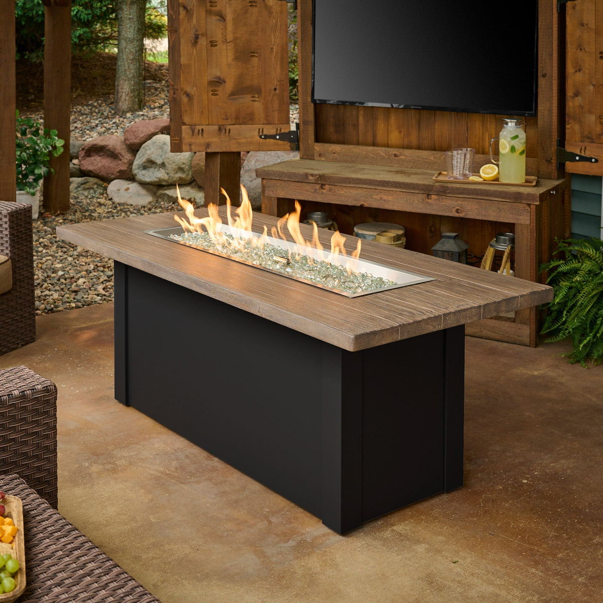 The Outdoor GreatRoom Company Havenwood 62-Inch Linear Gas Fire Pit Table