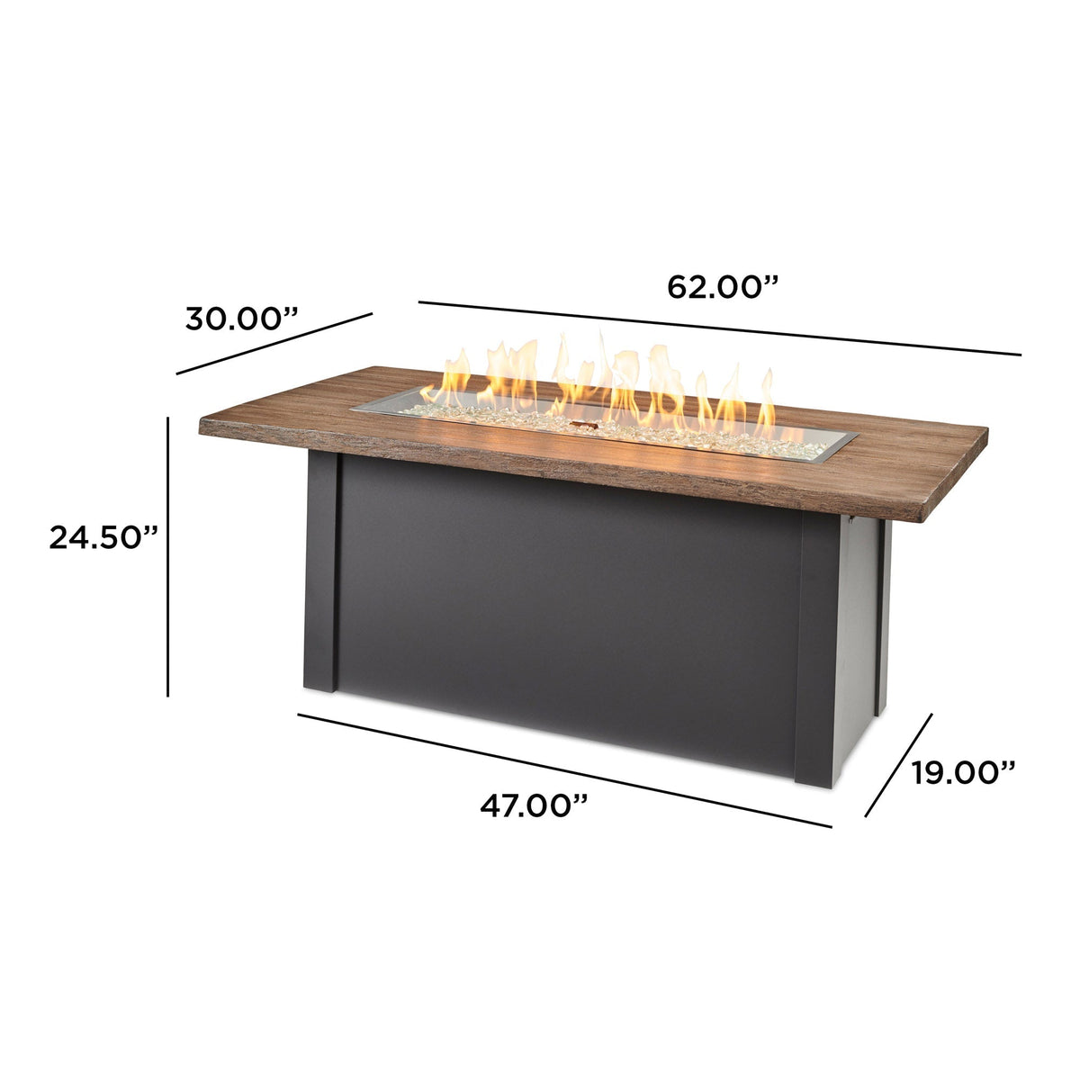 The Outdoor GreatRoom Company Havenwood 62-Inch Linear Gas Fire Pit Table