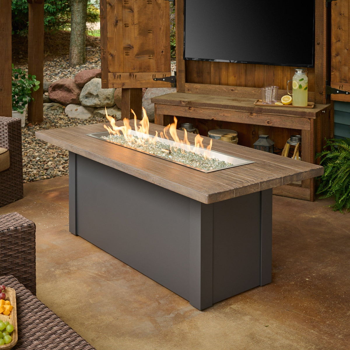 The Outdoor GreatRoom Company Havenwood 62-Inch Linear Gas Fire Pit Table