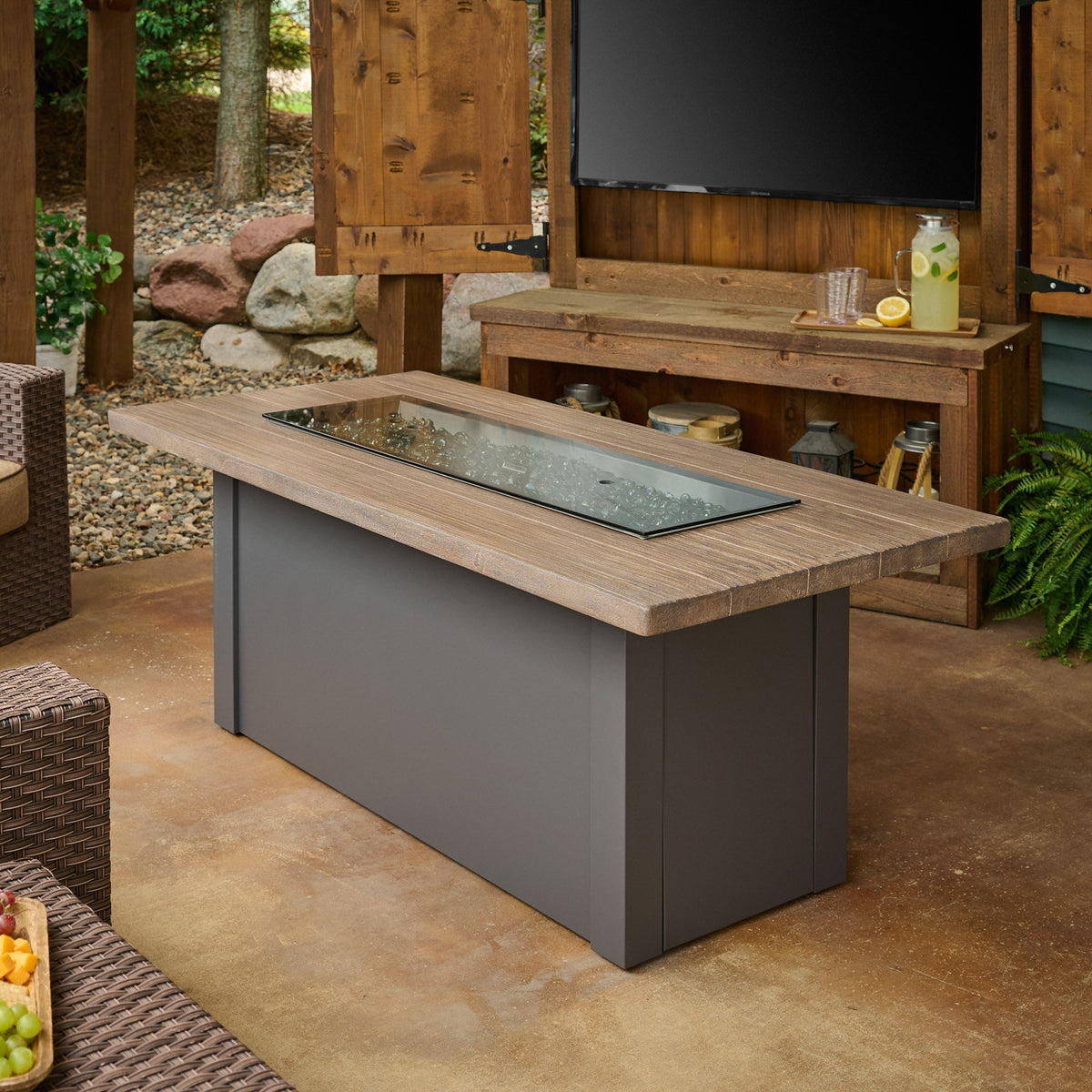 The Outdoor GreatRoom Company Havenwood 62-Inch Linear Gas Fire Pit Table