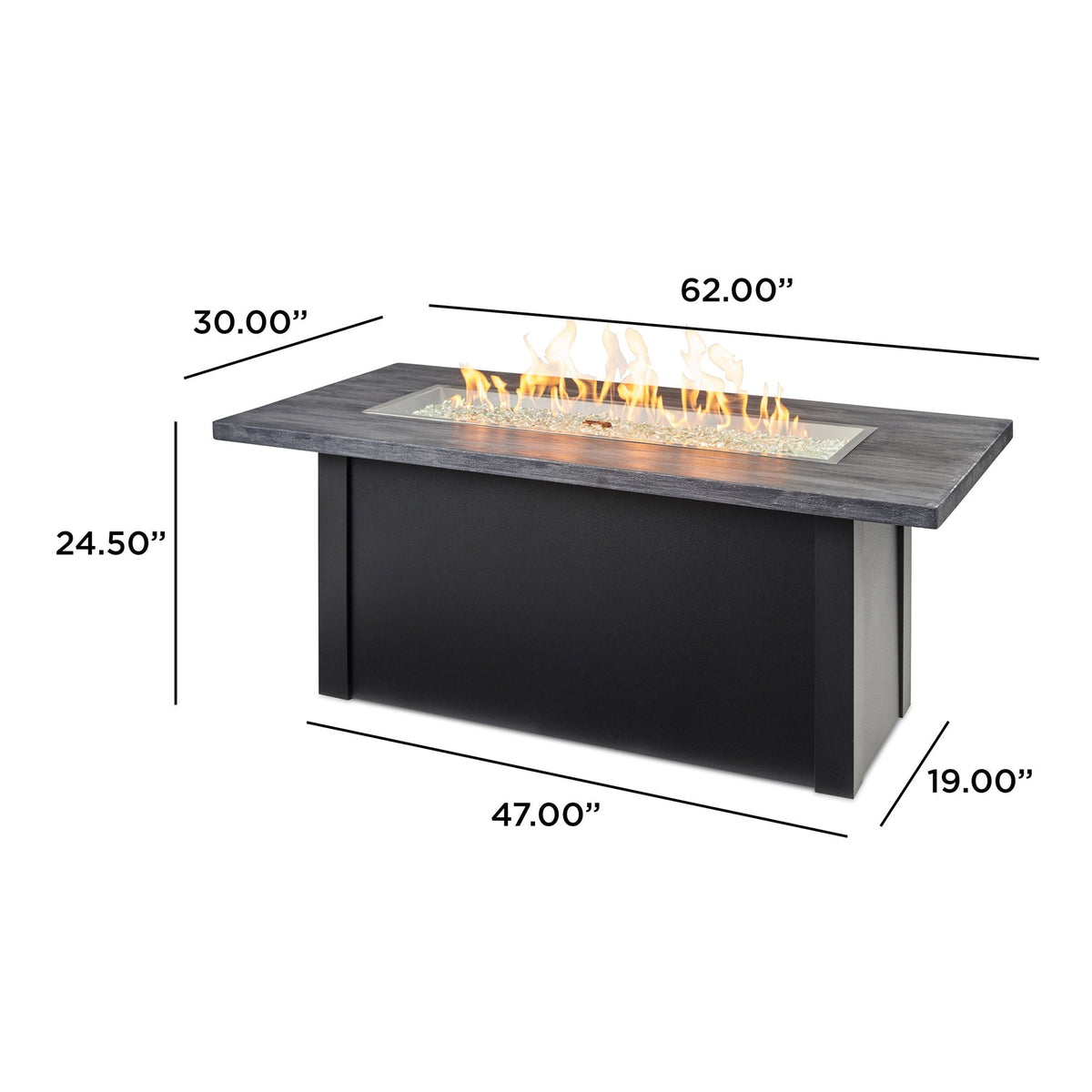 The Outdoor GreatRoom Company Havenwood 62-Inch Linear Gas Fire Pit Table