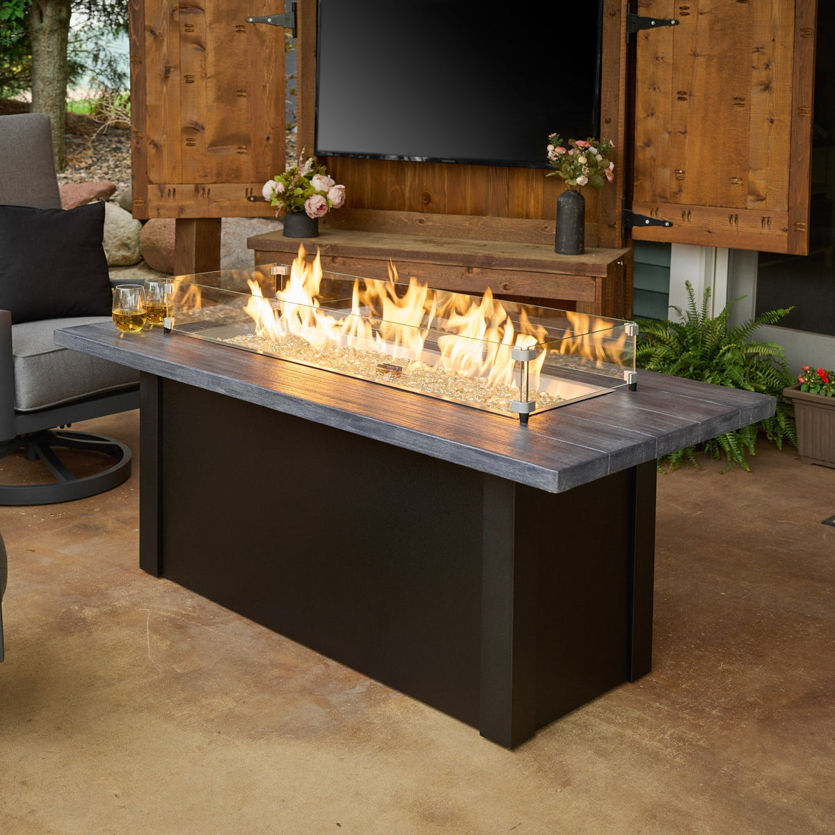 The Outdoor GreatRoom Company Havenwood 62-Inch Linear Gas Fire Pit Table