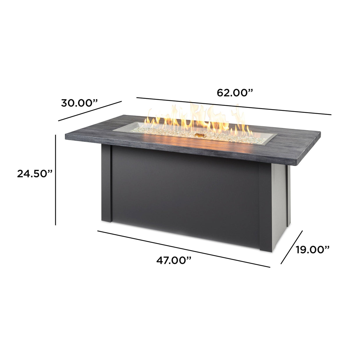 The Outdoor GreatRoom Company Havenwood 62-Inch Linear Gas Fire Pit Table
