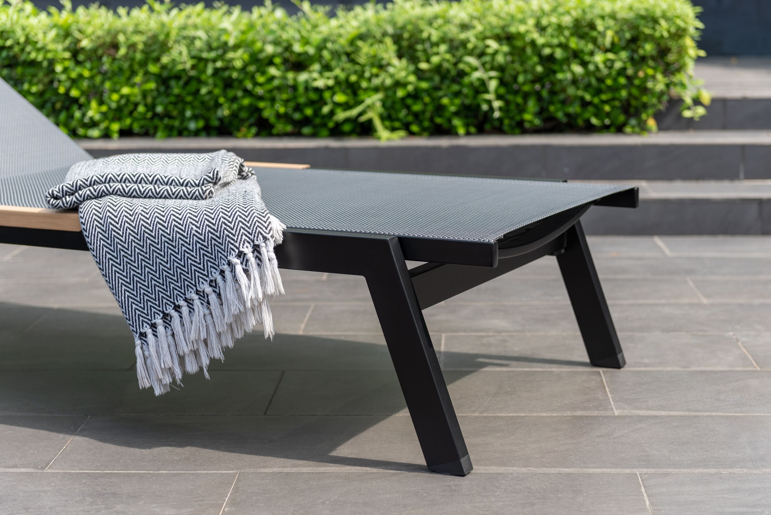 LifestyleGarden® Panama Dark Wheel Loungers & Side Table – 3 Piece Set