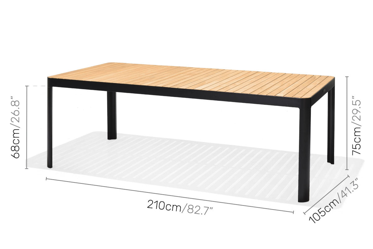 LifestyleGarden Portals Teak & Aluminum Rectangular Outdoor Dining Set