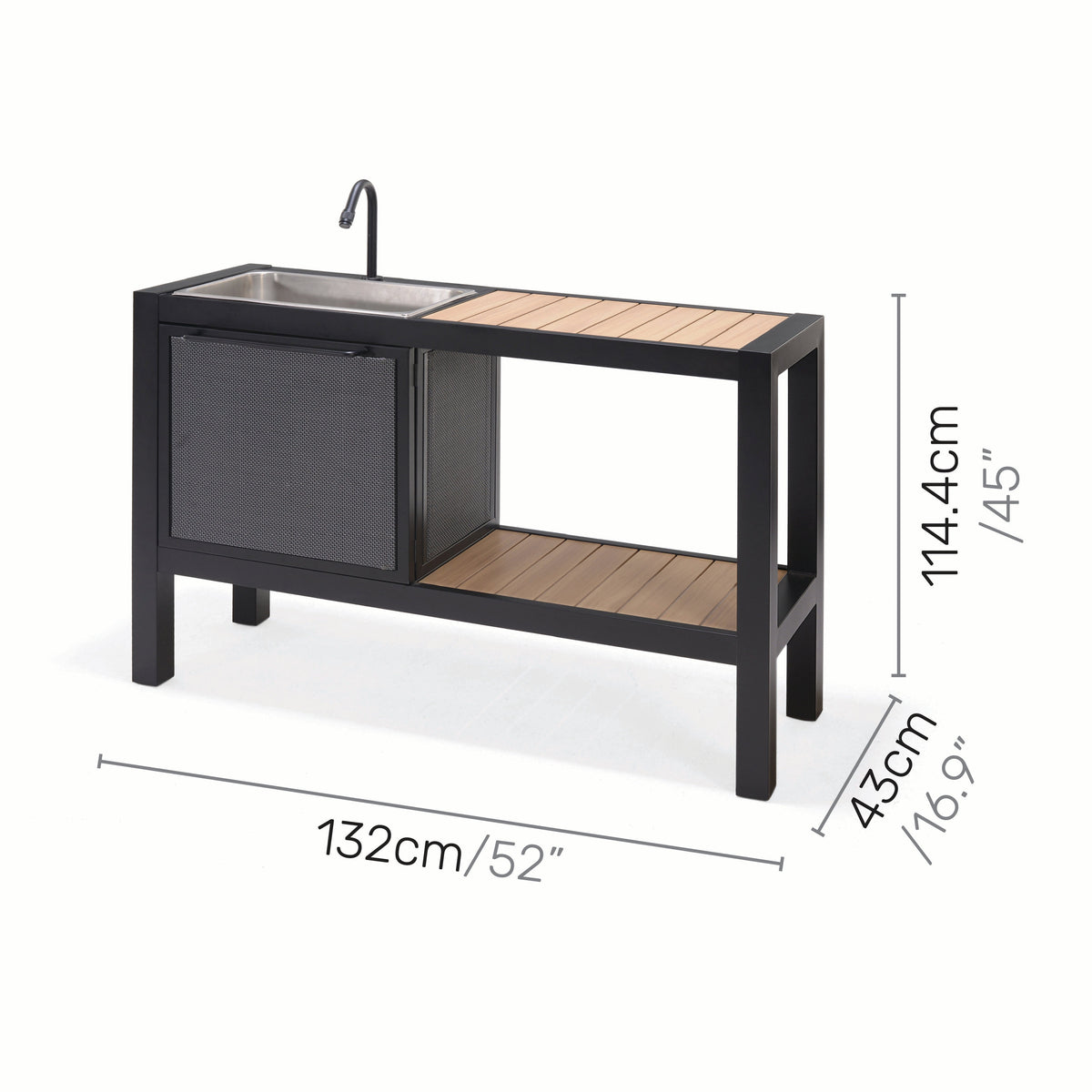 LifestyleGarden Panama Dark Outdoor Kitchen with Sink & Storage