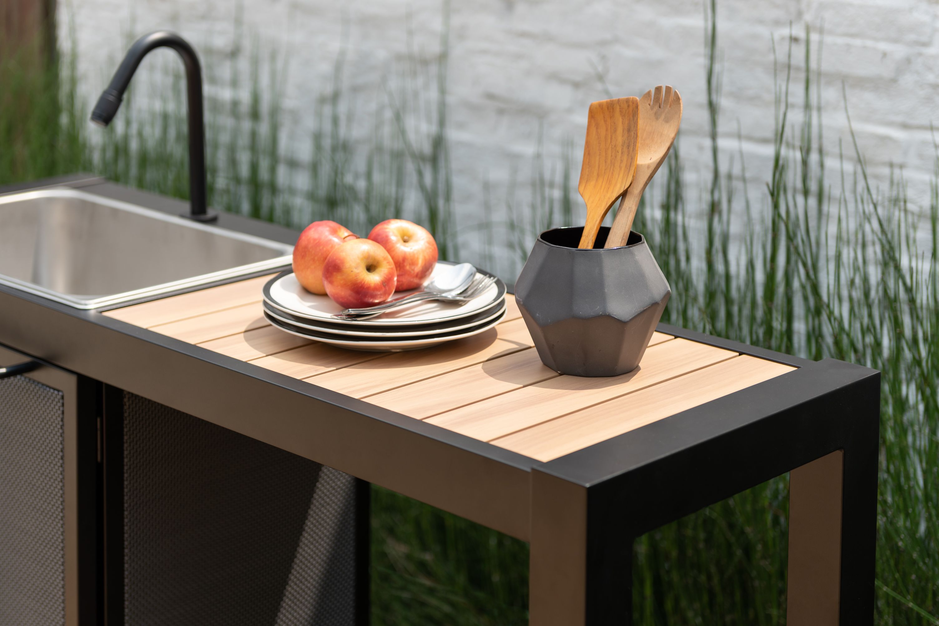 LifestyleGarden Panama Dark Outdoor Kitchen with Sink & Storage