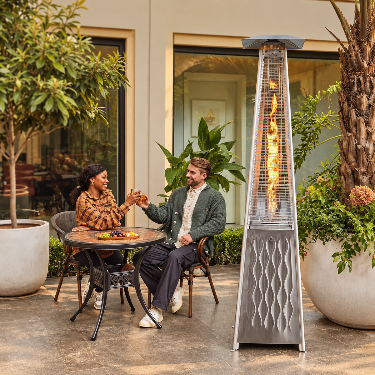 EAST OAK® 48,000 BTU Pyramid Propane Patio Heater with Quartz Glass Tube & 304 Stainless Steel Burner