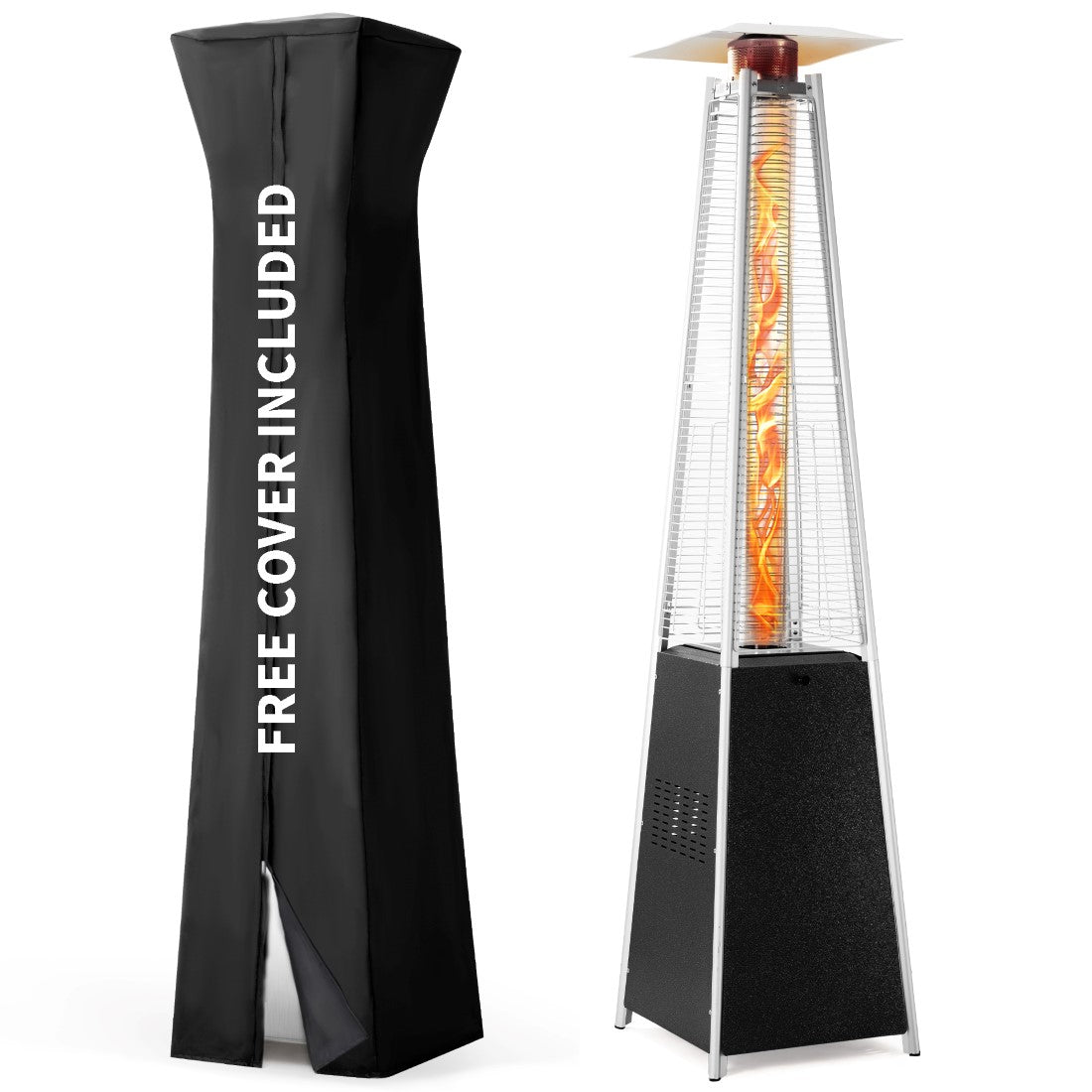 Pamapic Pyra Propane Pyramid Patio Heater 48,000 BTU with Glass Flame Tube