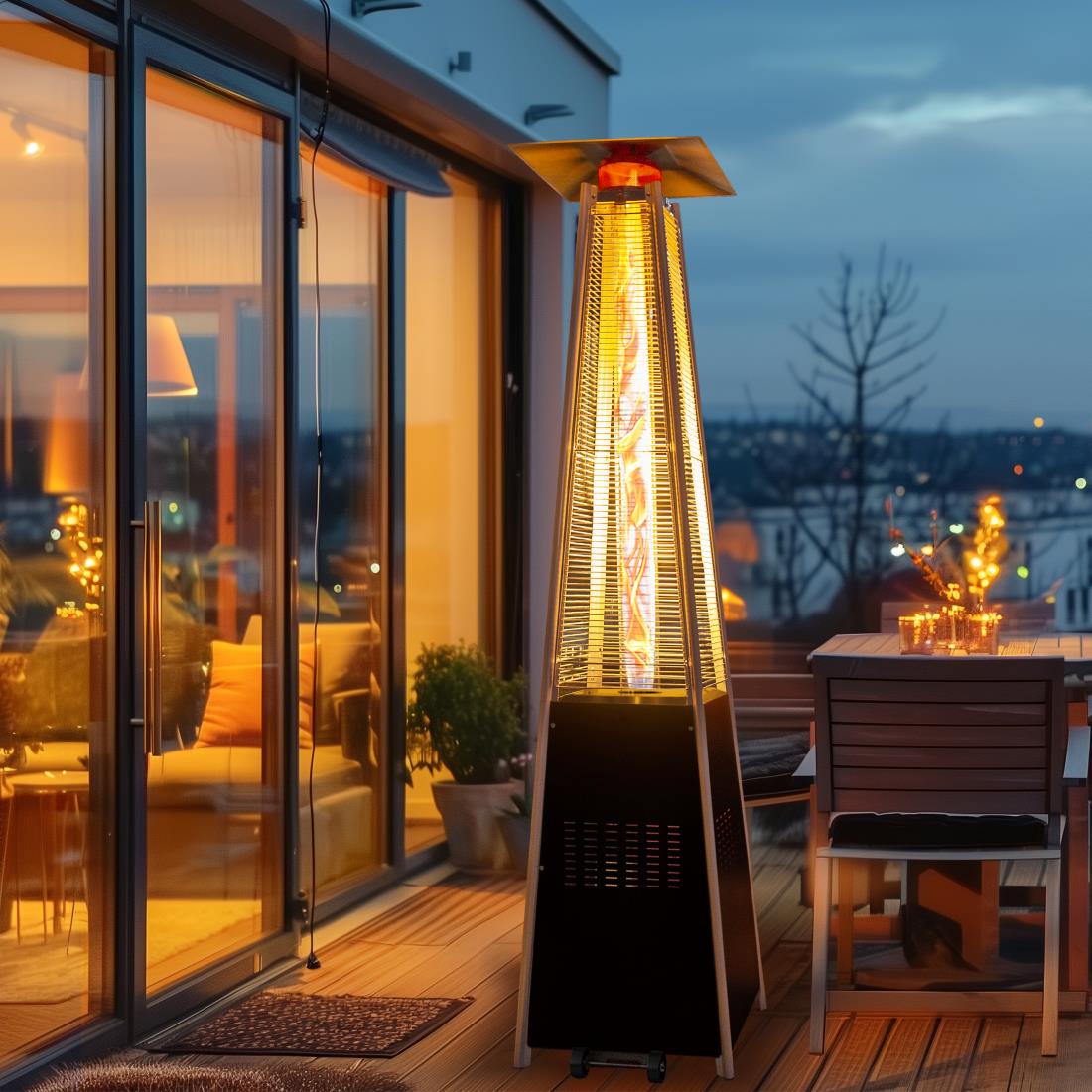 Pamapic Pyra Propane Pyramid Patio Heater 48,000 BTU with Glass Flame Tube