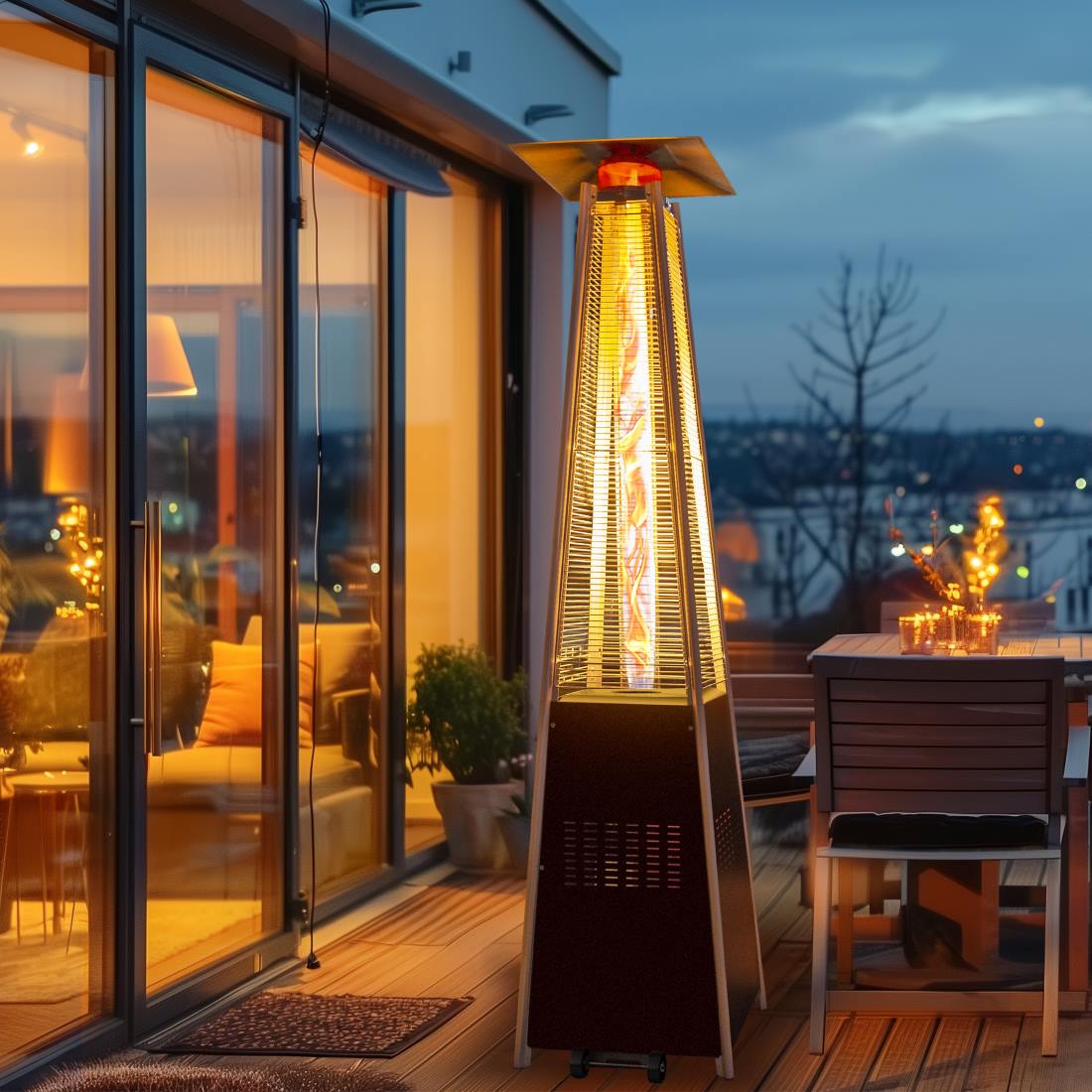 Pamapic Pyra Propane Pyramid Patio Heater 48,000 BTU with Glass Flame Tube