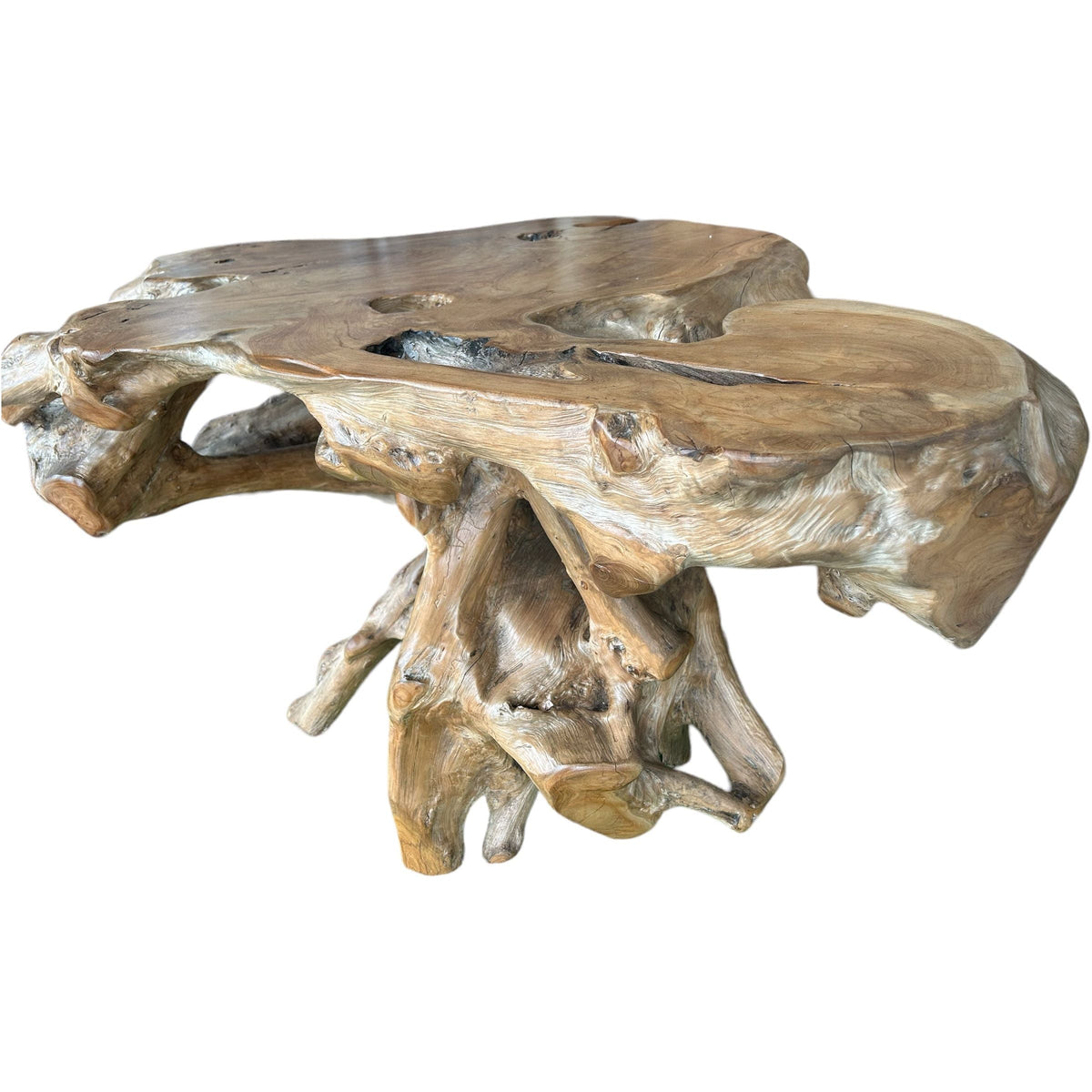 The Broward Design Center Organic Teak Root Table – 55"