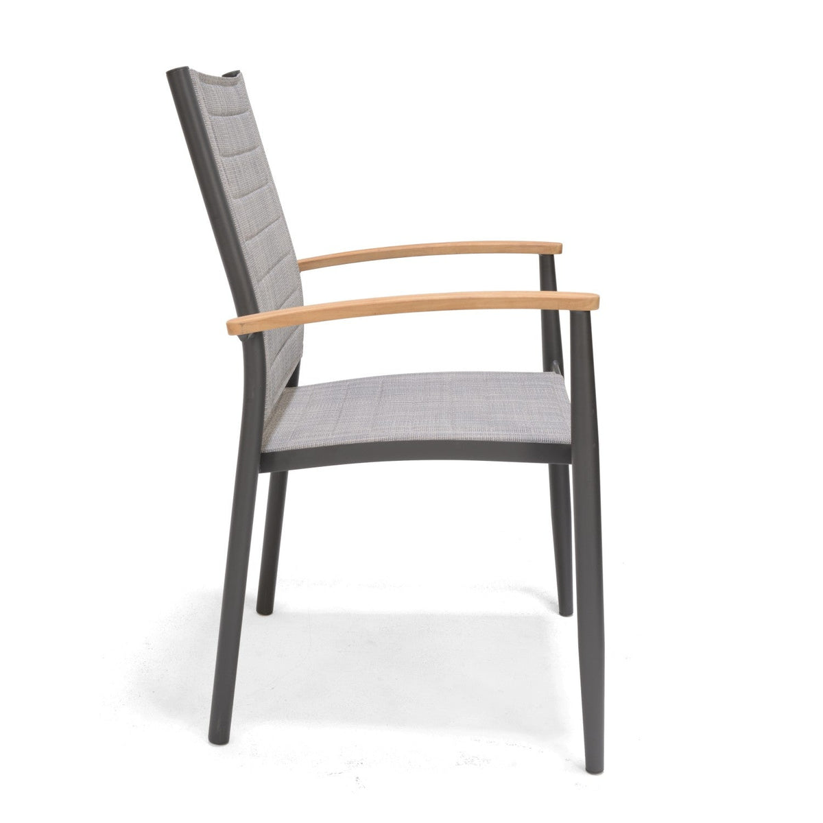 LifestyleGarden® Topaz Stacking Armchairs with Teak Armrests – Set of 2