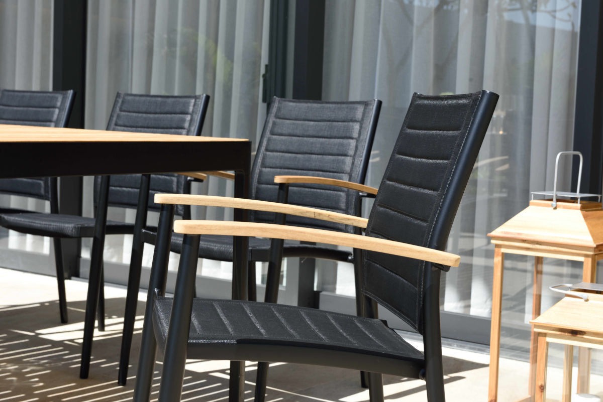 LifestyleGarden Portals Teak & Aluminum Rectangular Outdoor Dining Set