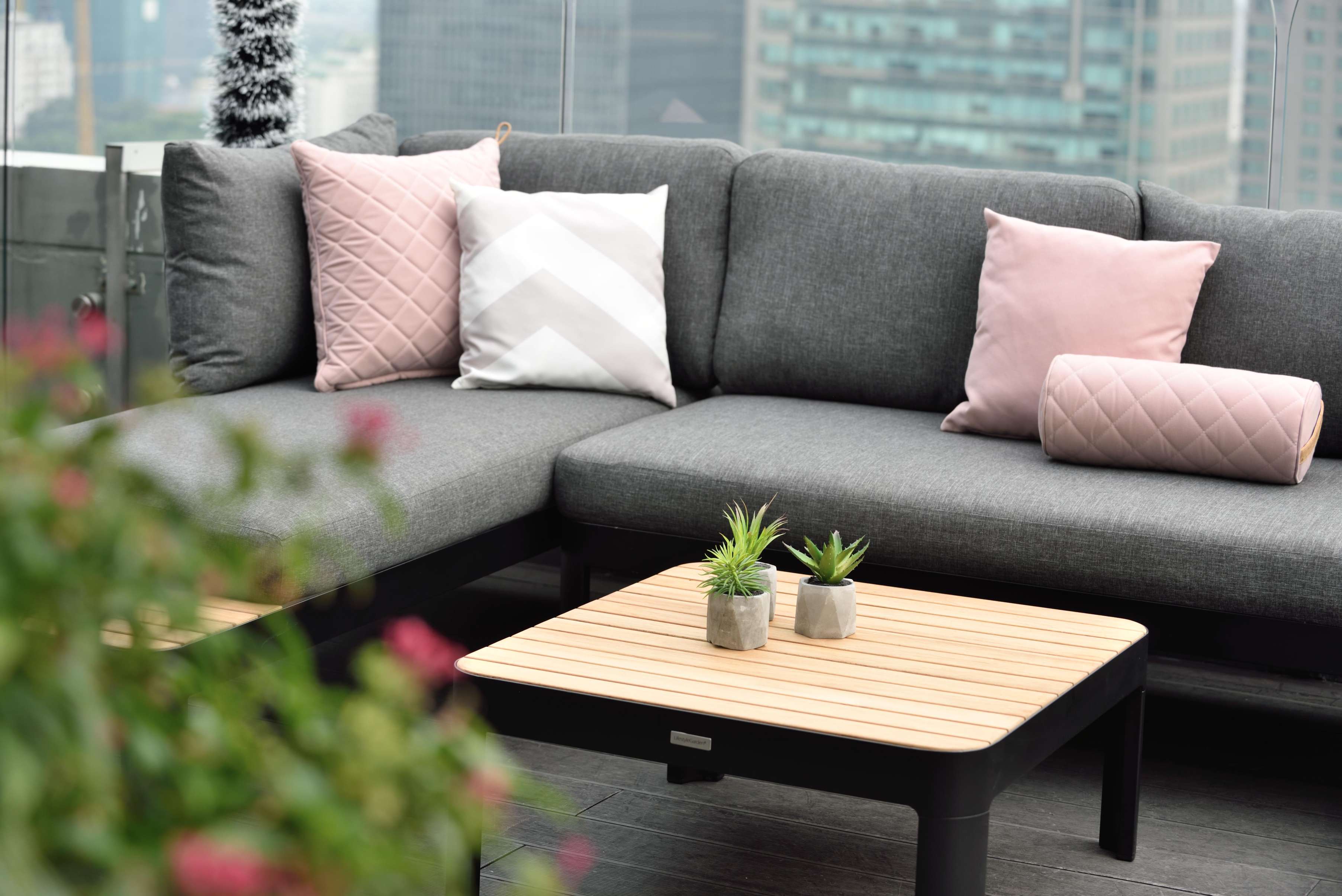 LifestyleGarden Portals Teak & Aluminum 3-Piece Modular Outdoor Sofa Set