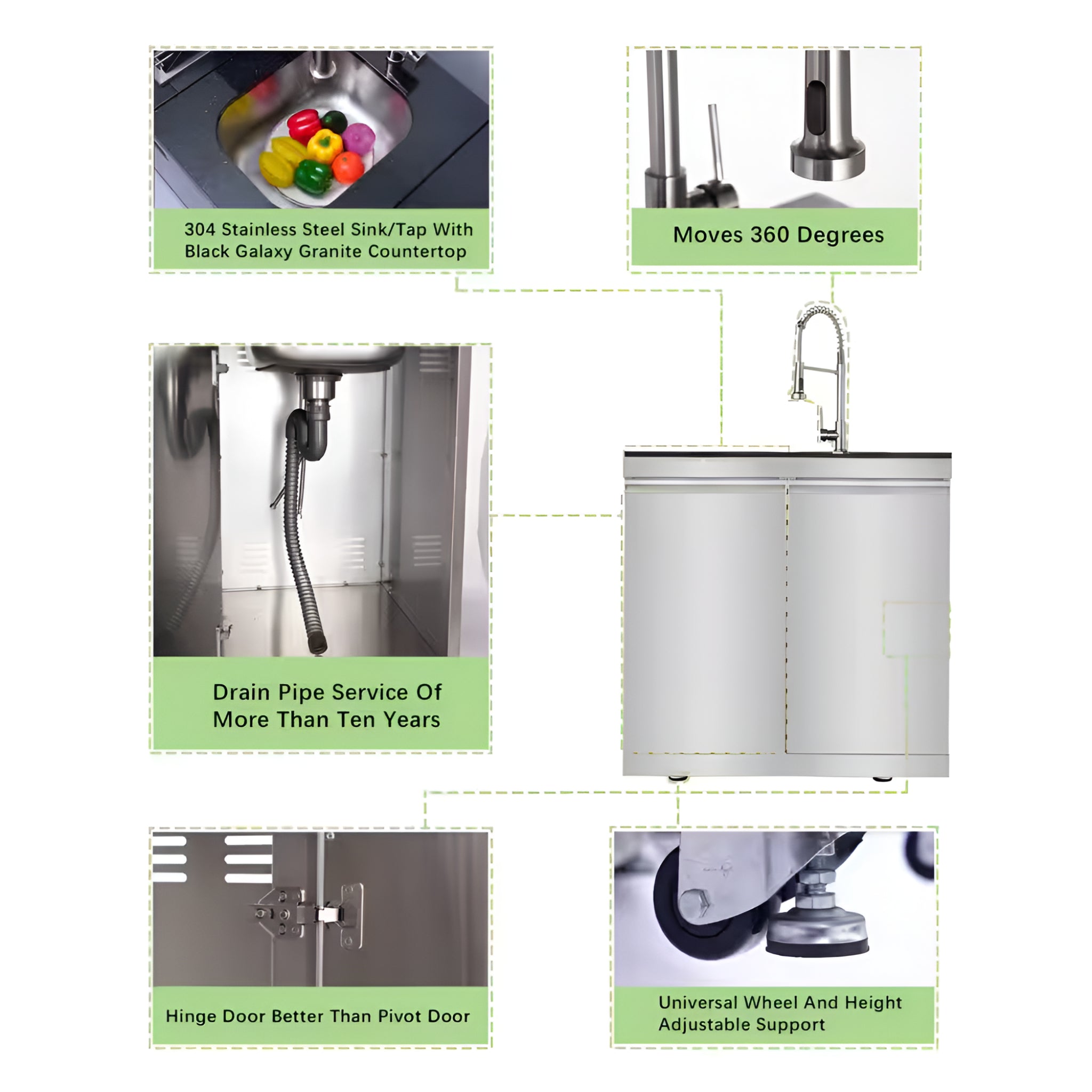stainless steel sink including close up outdoor kitchen features