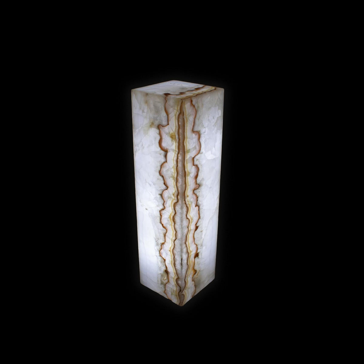 Rare Earth Gallery Orange Tehucan Onyx Square Pedestal Luminary
