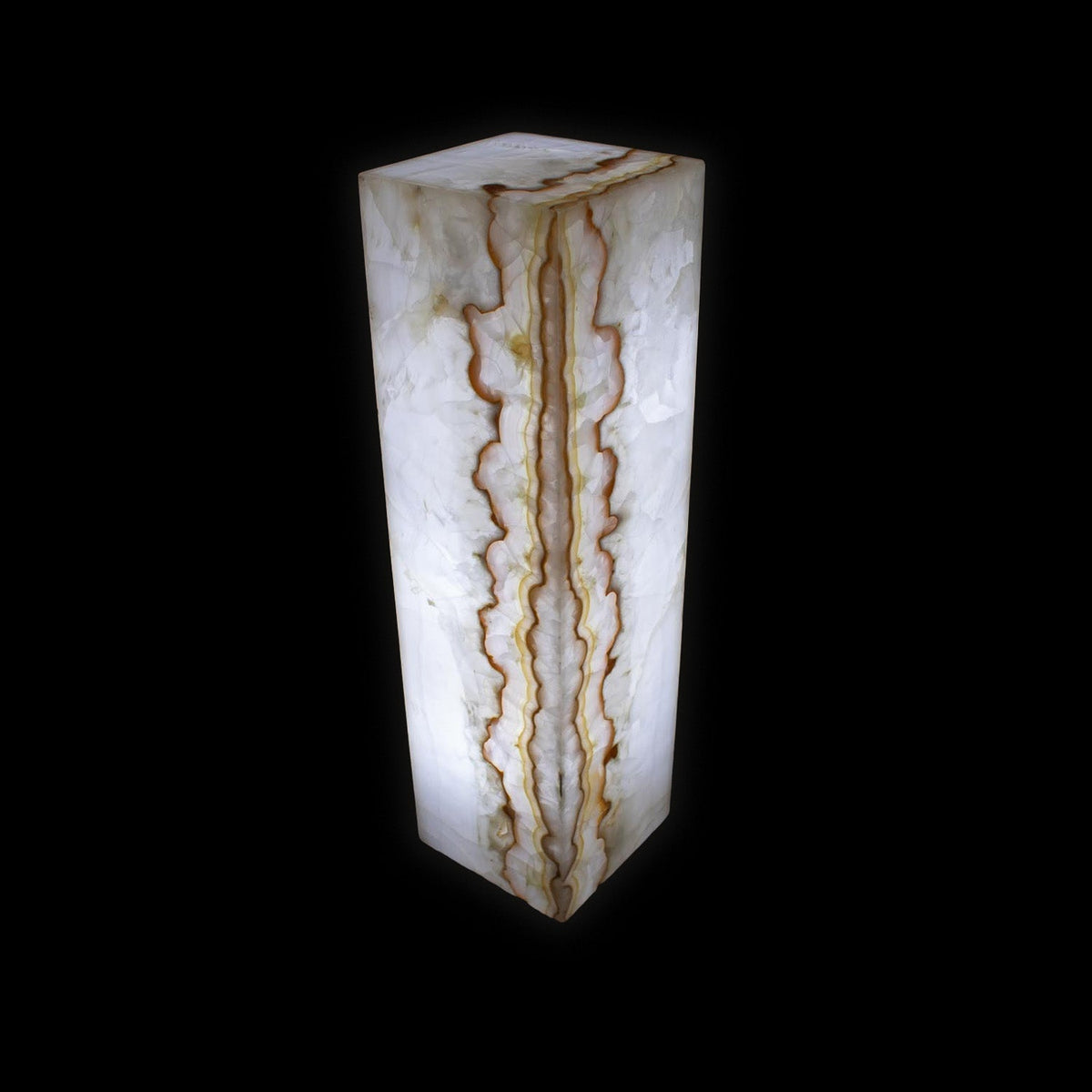 Rare Earth Gallery Orange Tehucan Onyx Square Pedestal Luminary