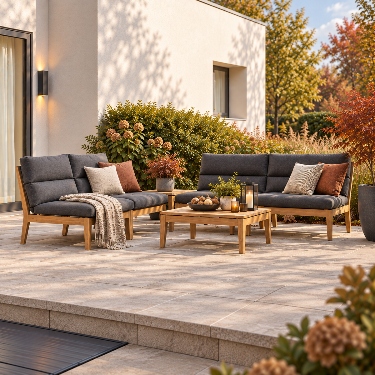 LifestyleGarden Arno Teak 6-Piece Modular Corner Sofa Set – Dark
