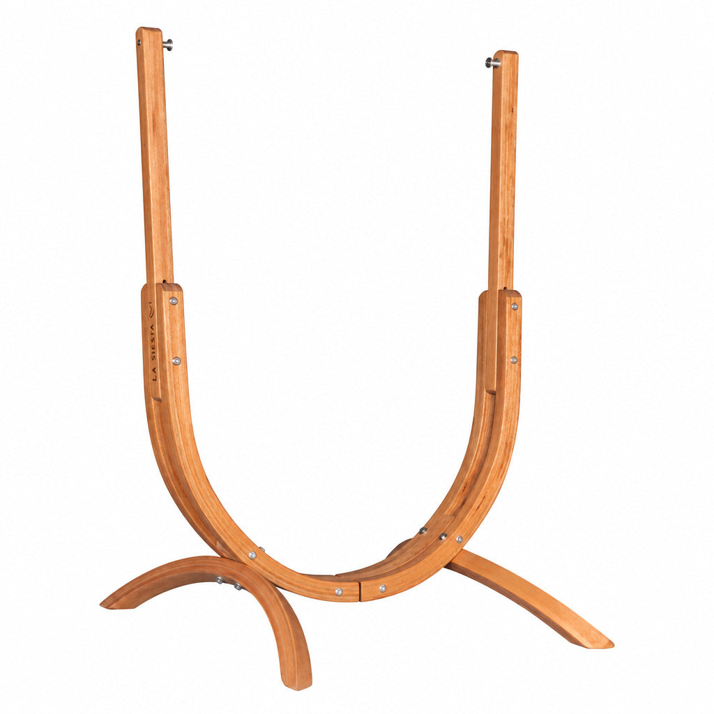 Wooden U-shaped stand on a white background