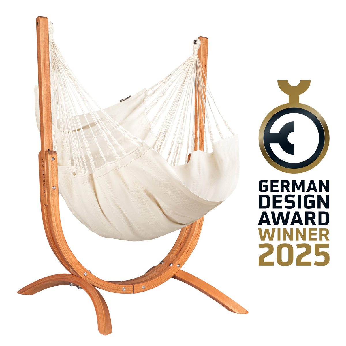 LA SIESTA Udine Organic Latte Cotton Hammock Chair & Stand Set