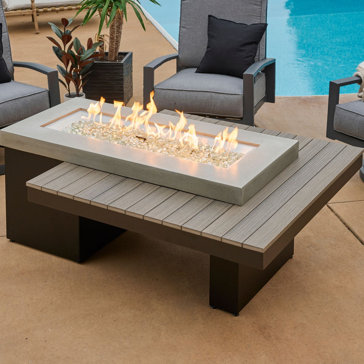 Outdoor GreatRoom Uptown Linear Gas Fire Pit Table