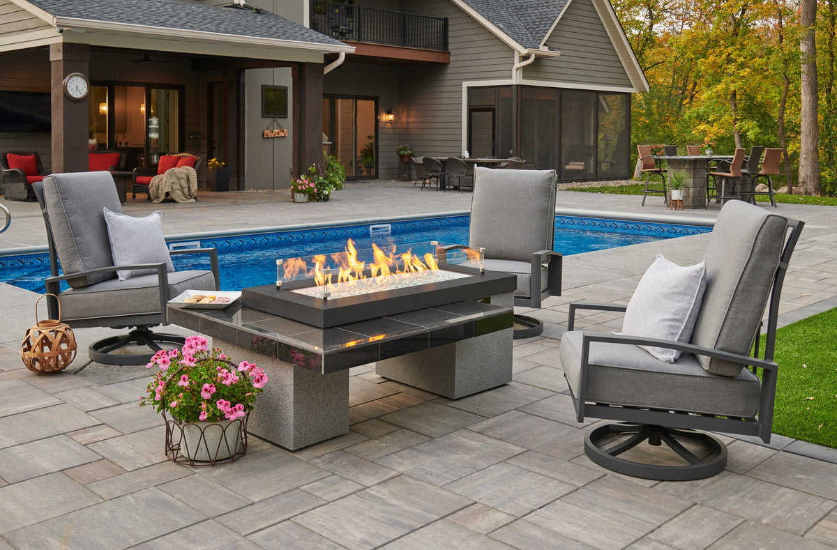 The Outdoor GreatRoom Company Uptown Black Linear Gas Fire Pit Table
