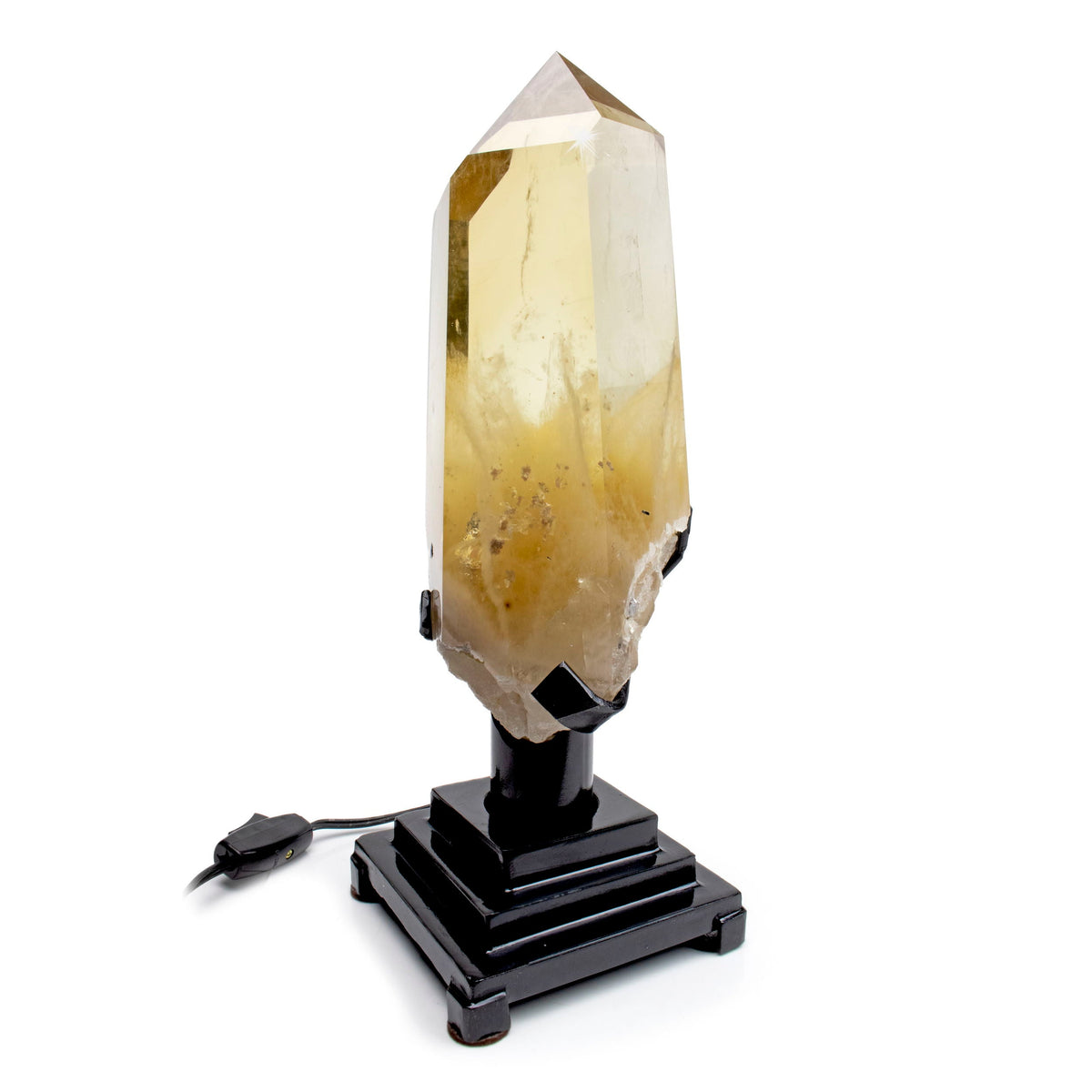 Rare Earth Gallery Brazilian Citrine Point on Lighted Rotating Stand