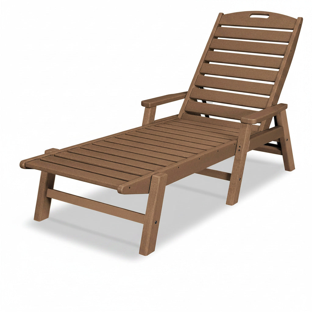 POLYWOOD NCC2280TE Nautical Arms Chaise, Teak