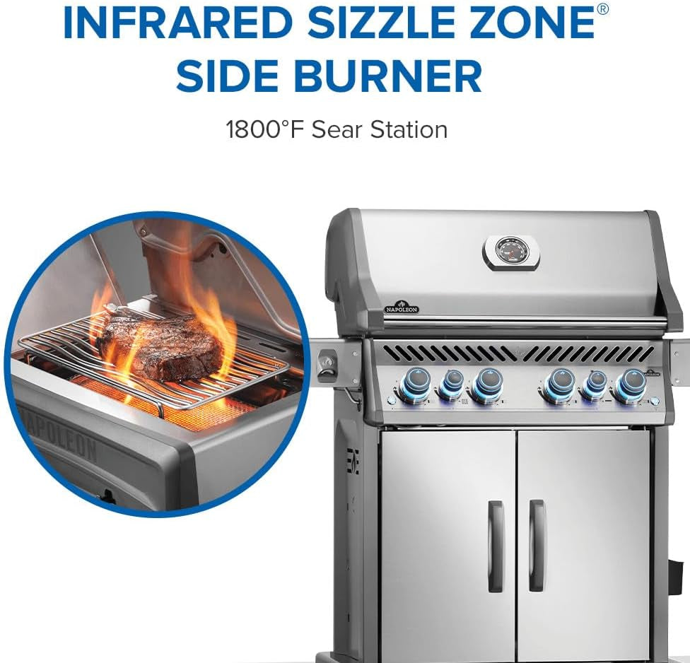 Rogue PRO-S 525 Natural Gas Grill with Infrared Side and Rear Burners, Stainless Steel, Durable 6-Burner Cooking Surface