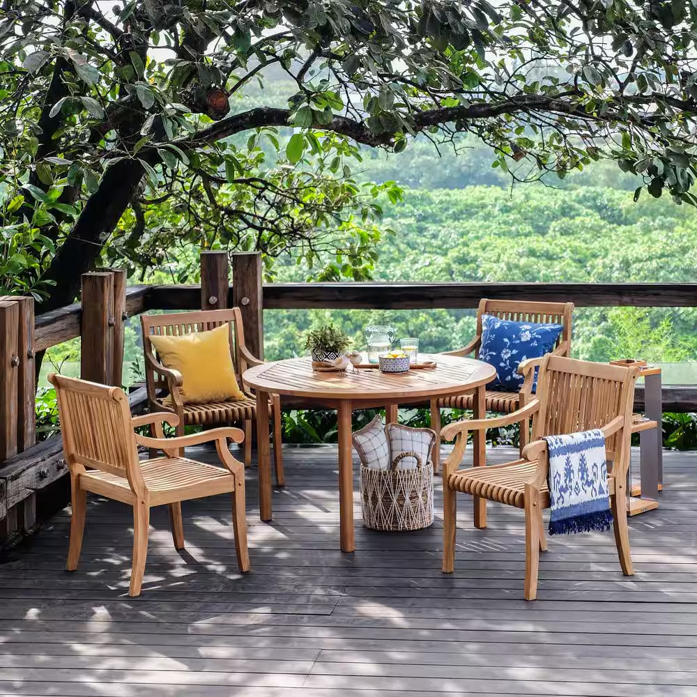 Gilmore Natural Teak round Outdoor Dining Table