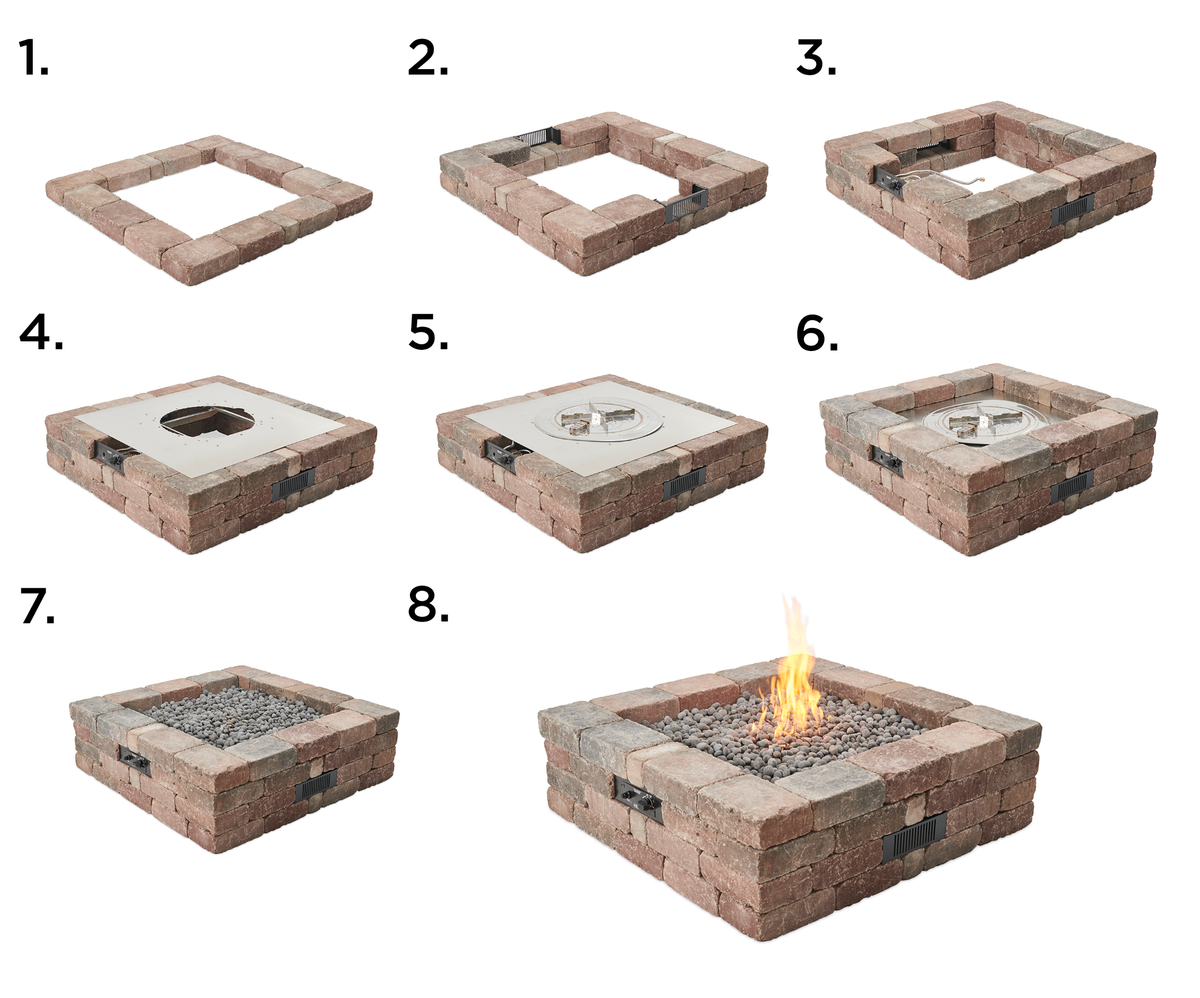 Outdoor GreatRoom Bronson 51" Square Gas Fire Pit Kit