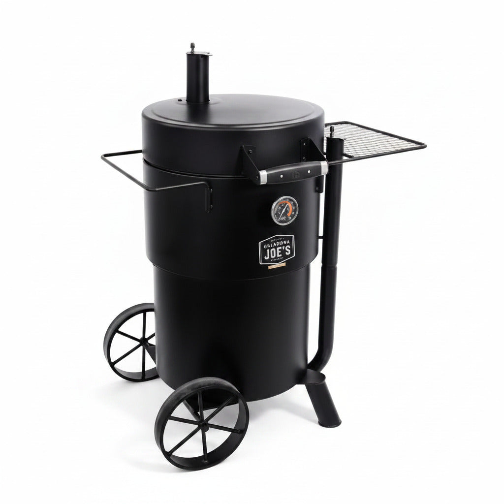 Bronco Charcoal Drum Smoker Grill in Black with 284 Sq. In. Cooking Space