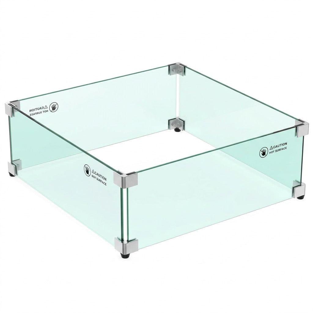 19" Square Fire Pit Screen Glass Wind Guard