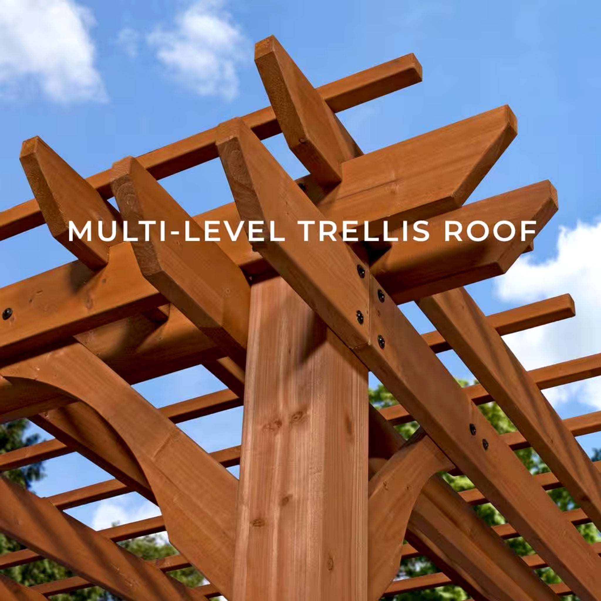Backyard Discovery 10' x 10' Traditional Cedar Wood Pergola – Natural Outdoor Shade Structure