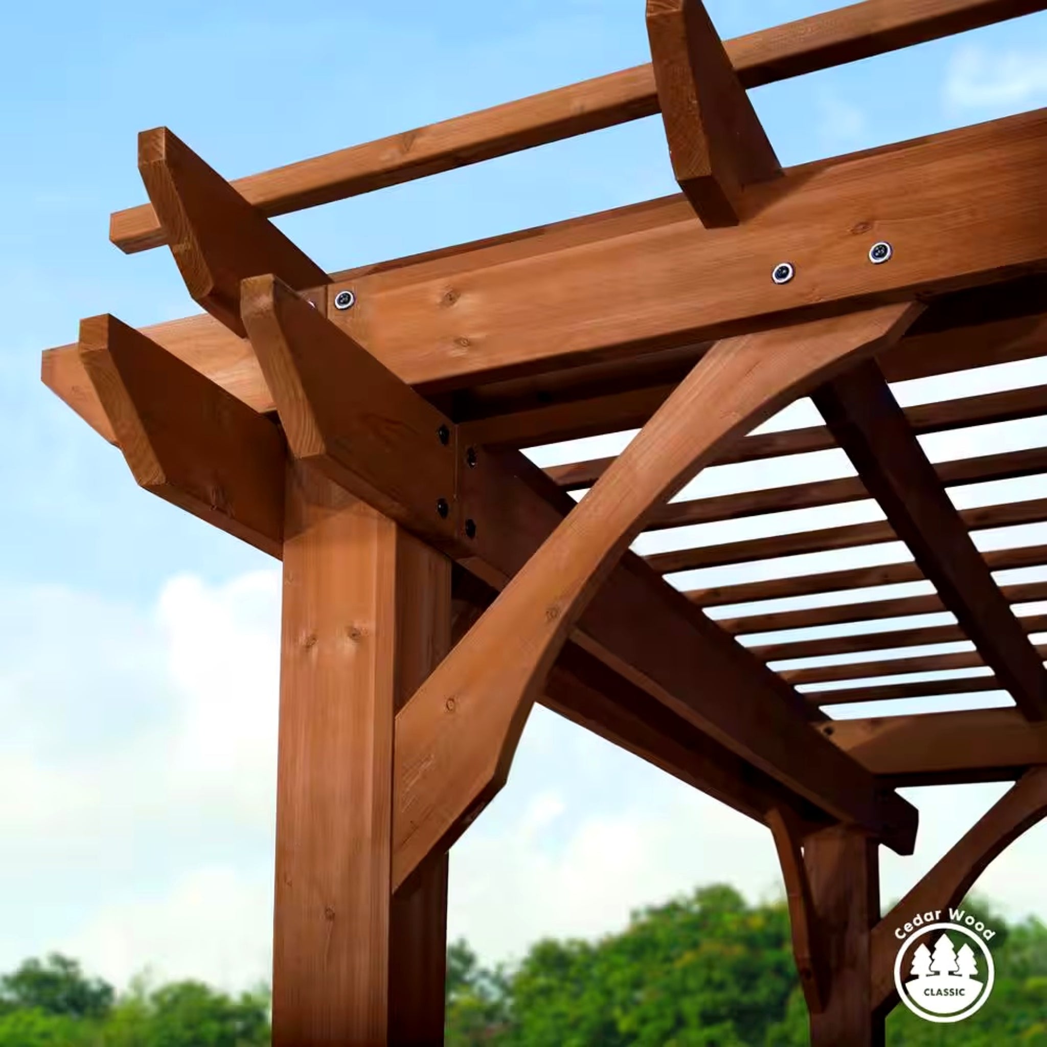 Backyard Discovery 10' x 10' Traditional Cedar Wood Pergola – Natural Outdoor Shade Structure