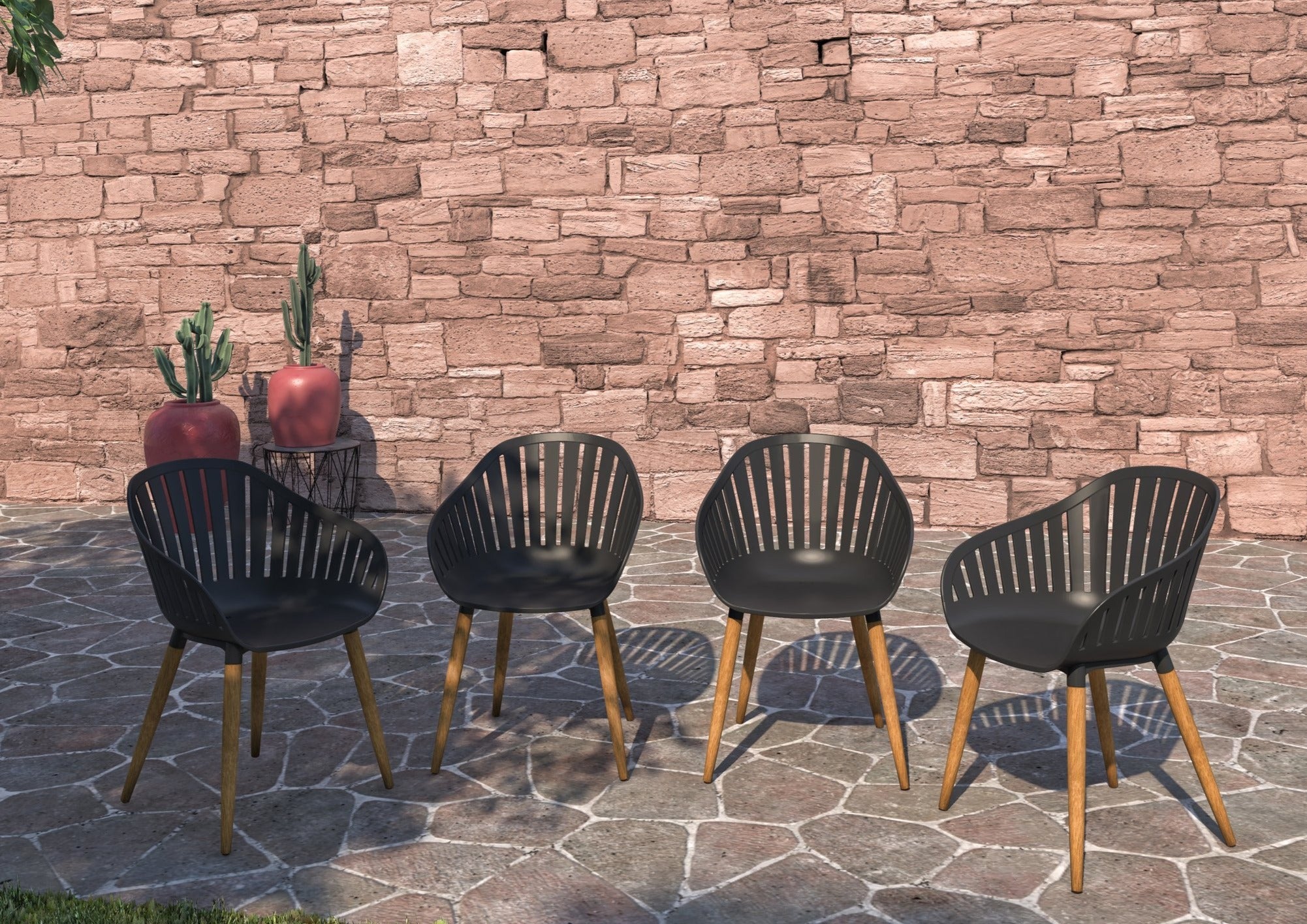 LifestyleGarden® Nassau Resin & FSC® Eucalyptus Chairs – Set of 4