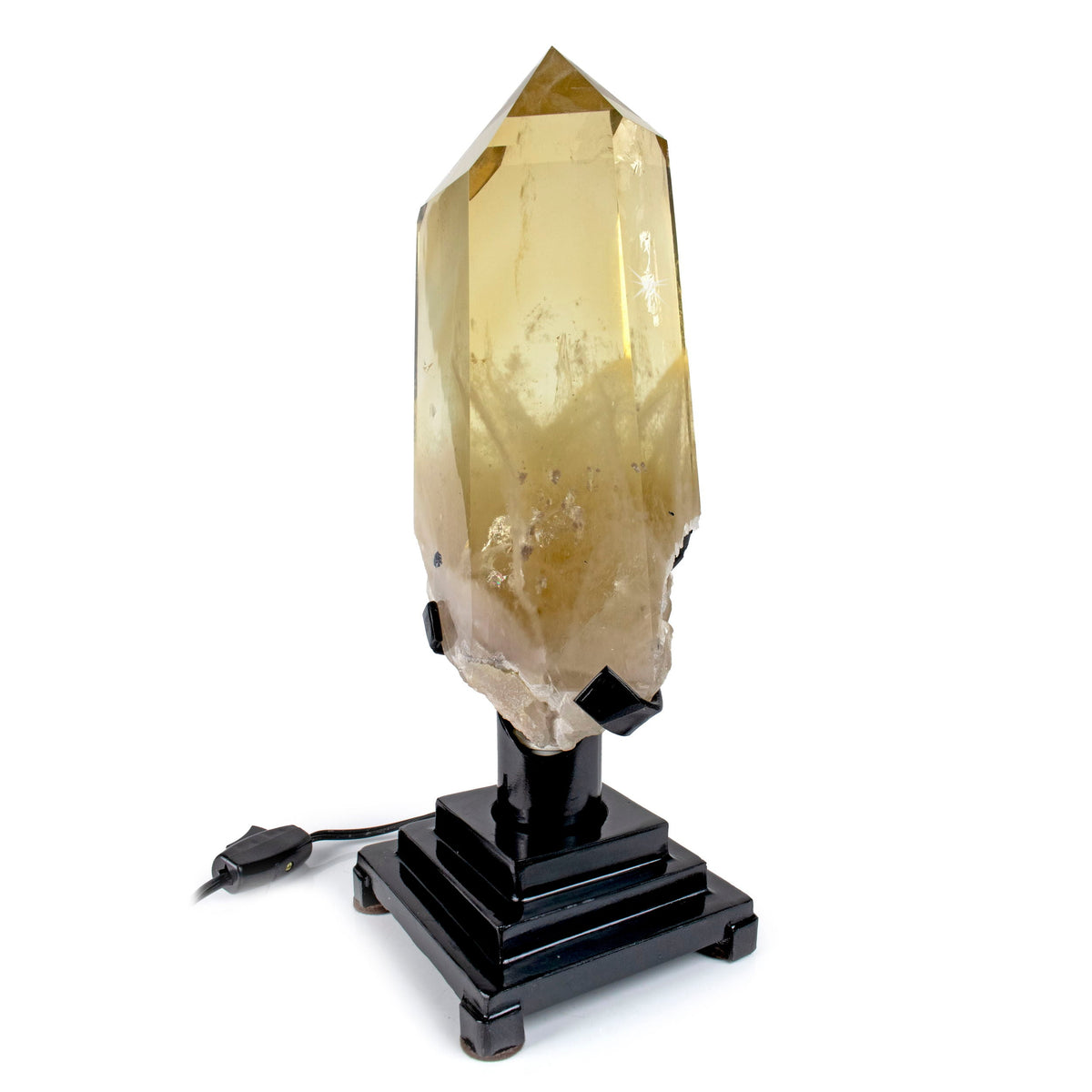 Rare Earth Gallery Brazilian Citrine Point on Lighted Rotating Stand