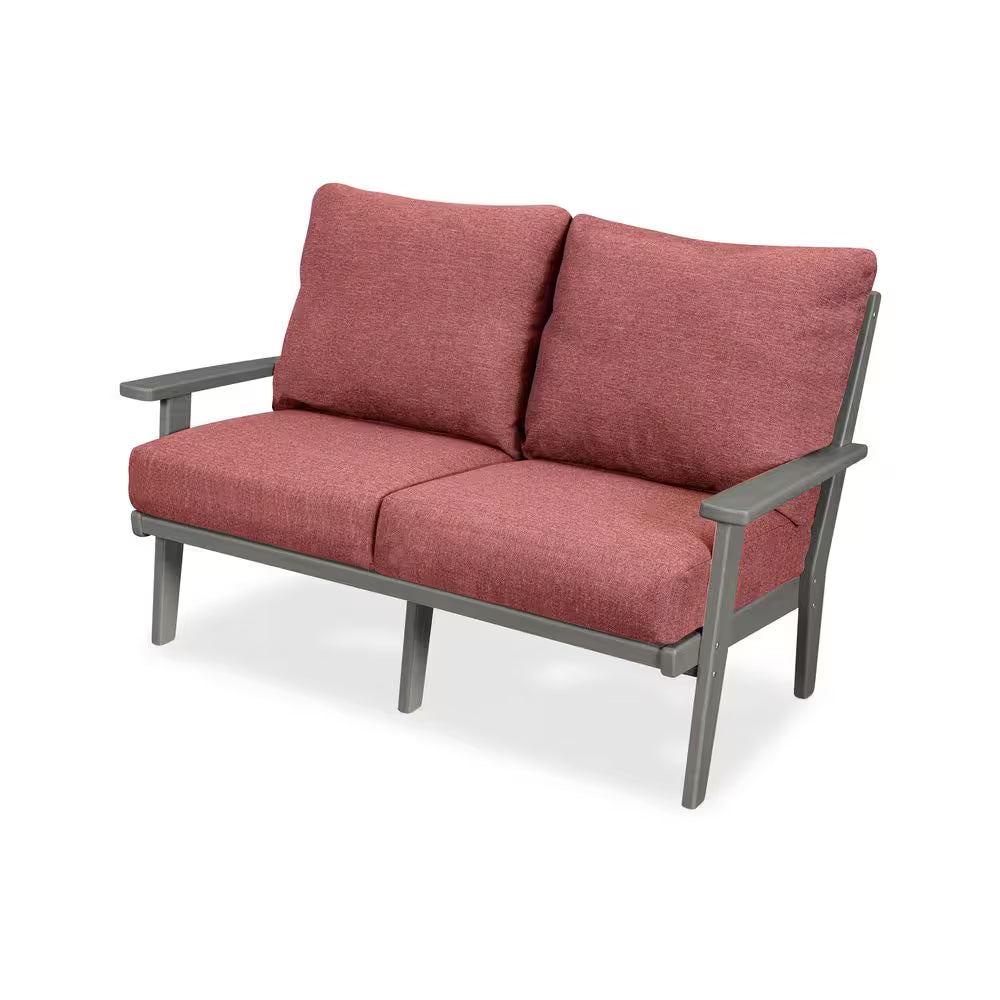 Grant Park Slate Grey 4-Piece Plastic Patio Conversation Deep Seating Set with Silver Garnet Cushions