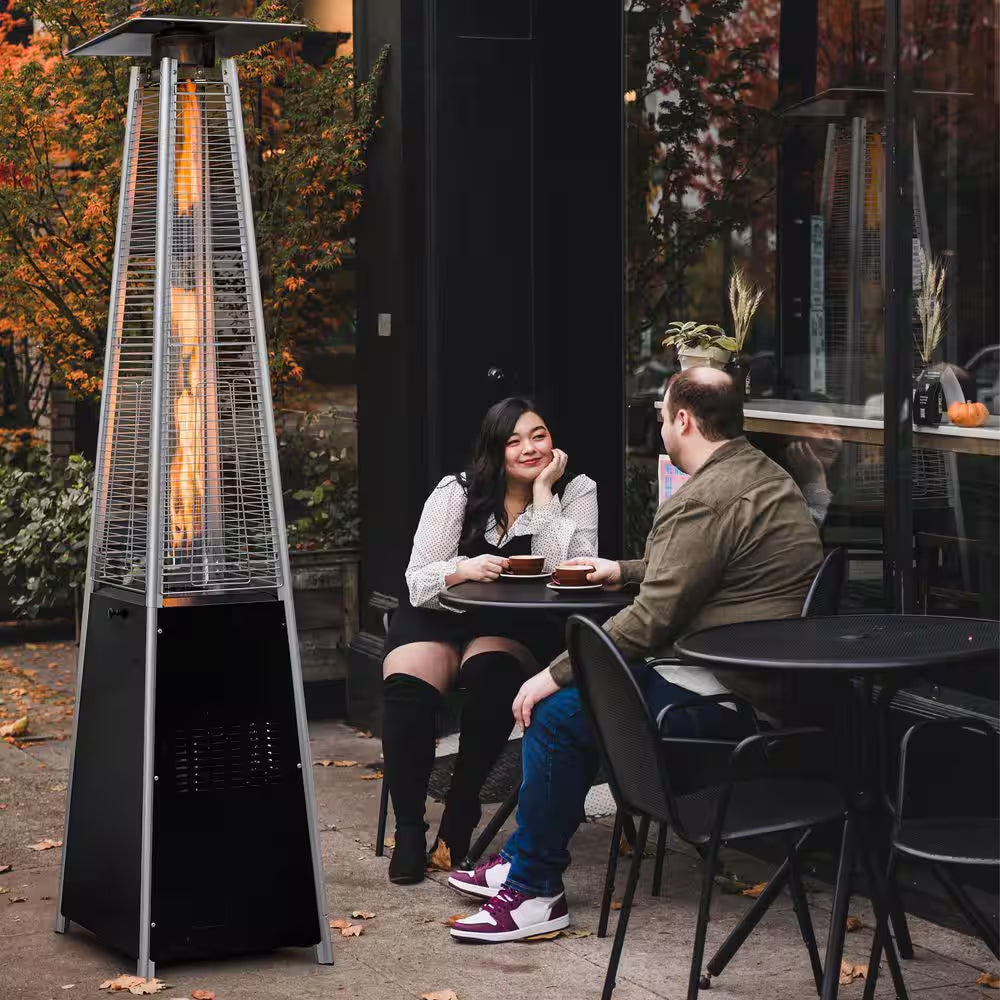 48,000 BTU Pyramid Standing Patio Heater Propane Heater for Outdoor Use with Wheels Ideal for Backyard Balcony 6-8