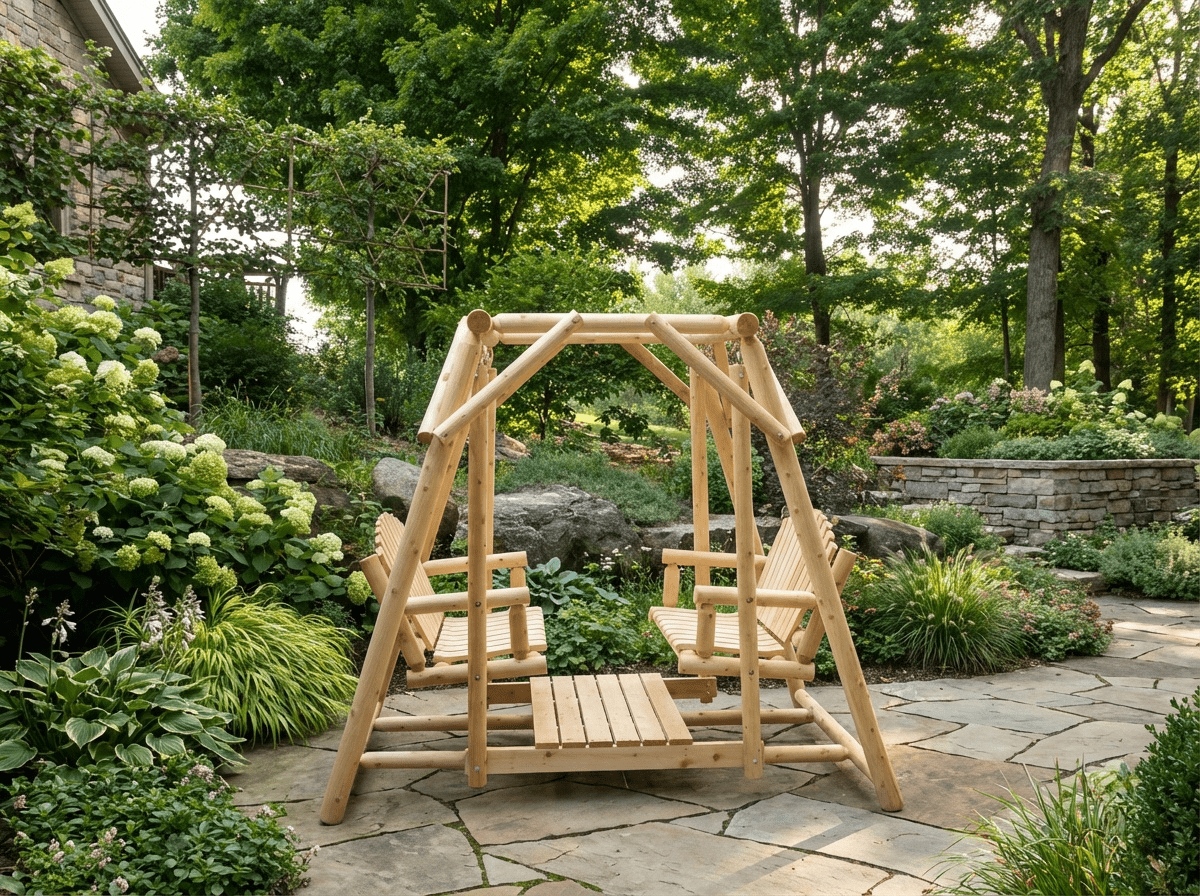 Cedar Creek Double Bench Patio Swing Handcrafted Cedar Comfort for Relaxed Outdoor Living