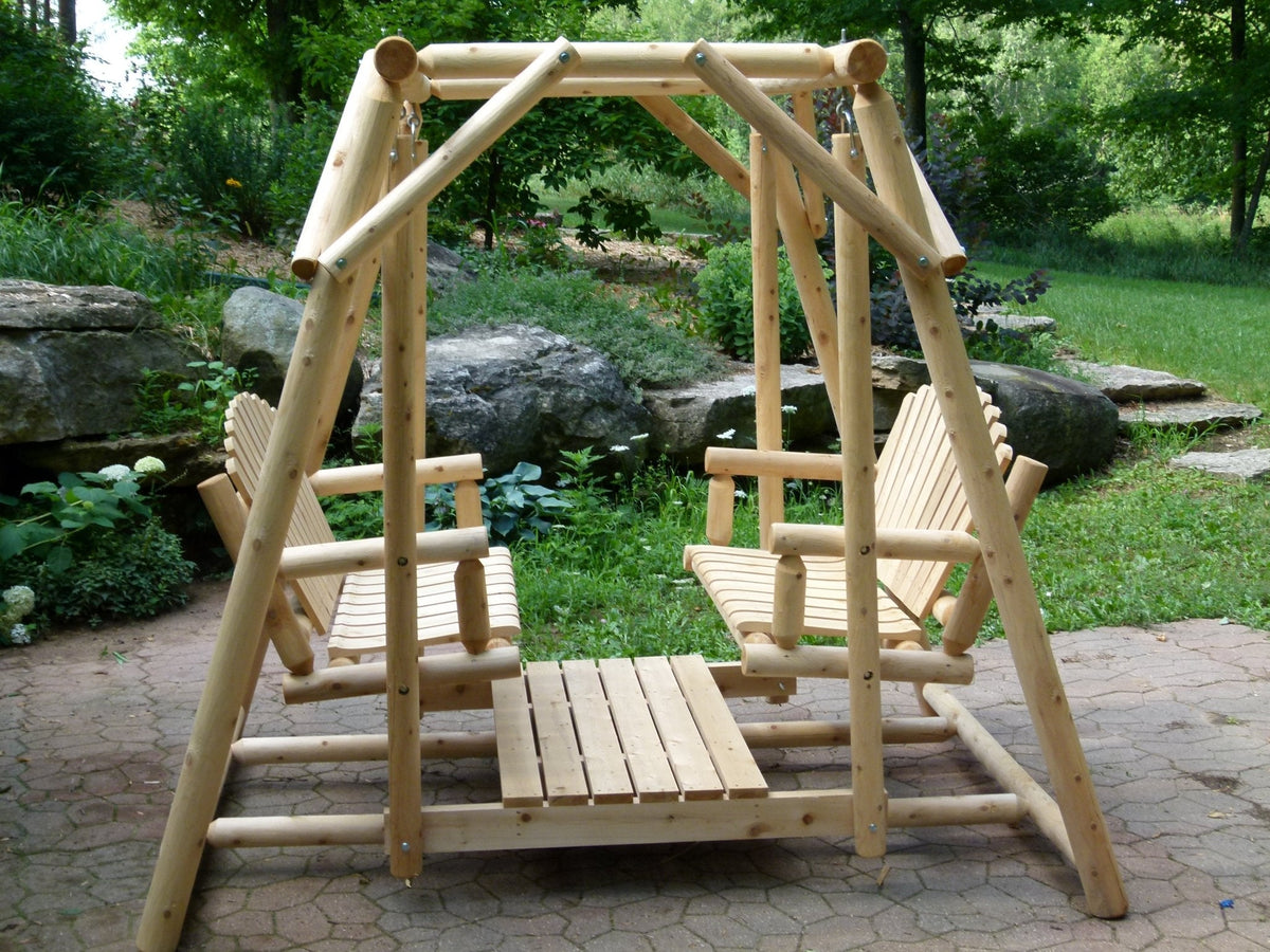 Cedar Creek Double Bench Patio Swing Handcrafted Cedar Comfort for Relaxed Outdoor Living