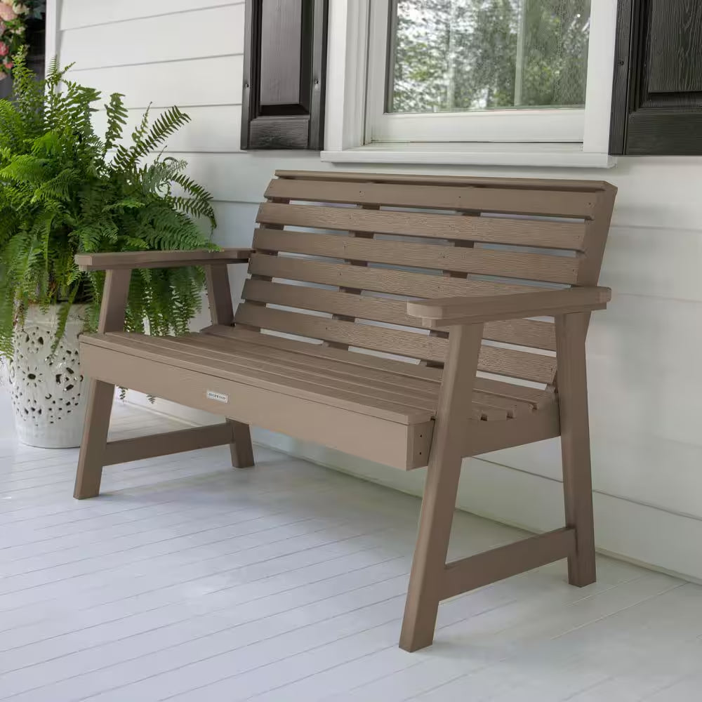 Weatherly 4 Ft. 2-Person Woodland Brown Recylced Plastic Outdoor Bench