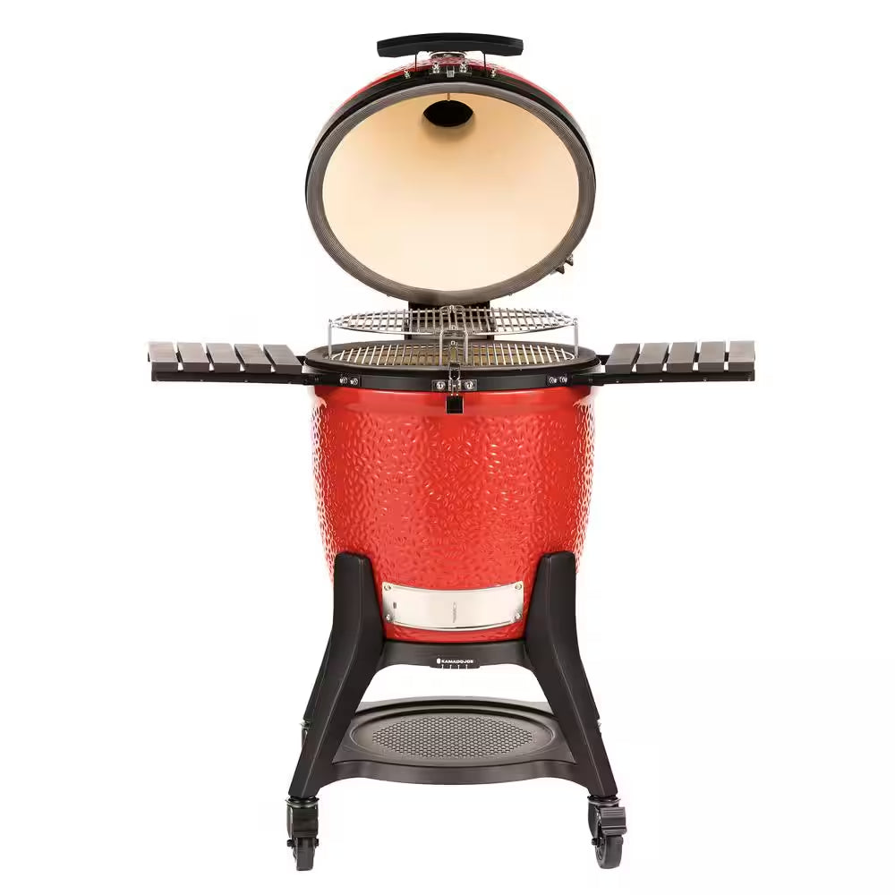 Classic Joe III 18 In. Charcoal Grill in Red with Cart, Side Shelves, Grate Gripper, and Ash Tool