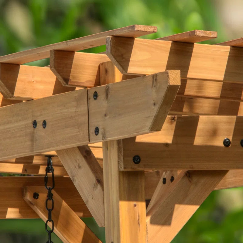Callahan Cedar Wood Outdoor Patio Pergola Swing Bench with Trellis and Two-Person Seating