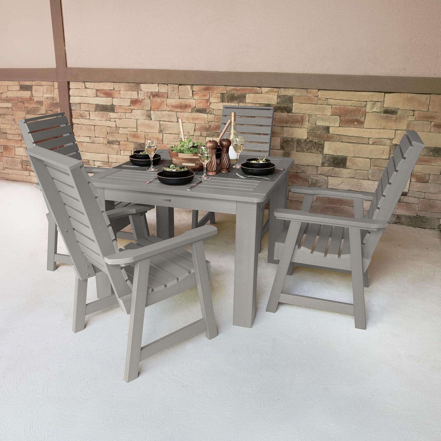 Weatherly 5-Piece Square Dining Height Outdoor Dining Set, Harbor Gray